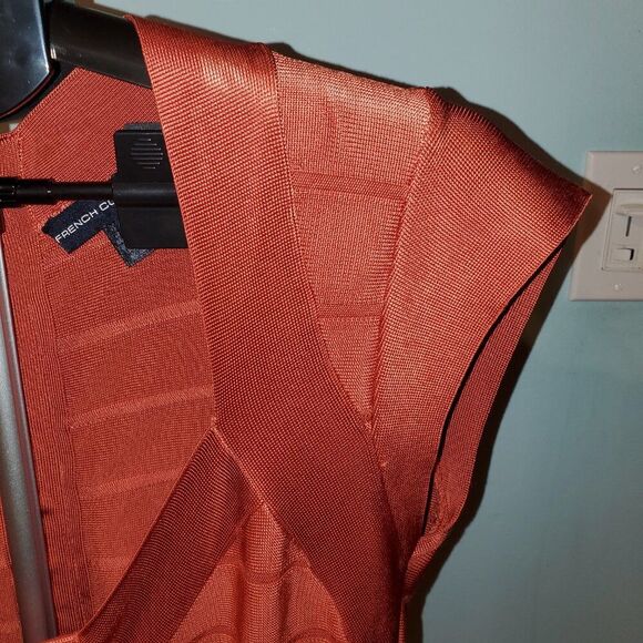 French Connection, Sz 16  Burnt Orange, Short Sleeve. Fall Dress - Picture 2 of 16
